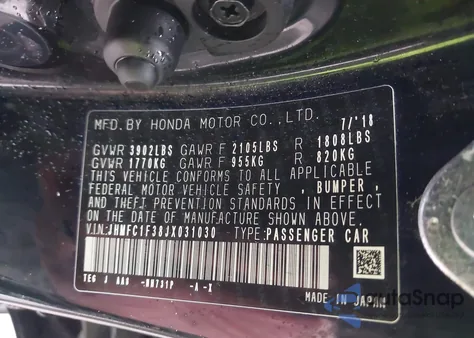 2018 Honda Civic Ex-T z USA, uszkodzony, nr VIN JHMFC1F38JX031030